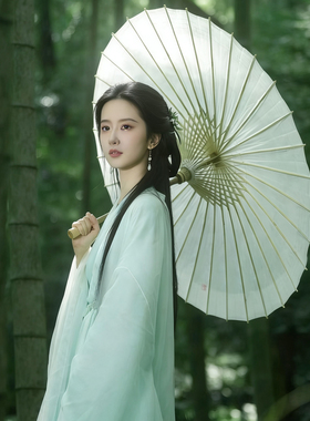 绿色红色纯色油纸伞实用防雨防晒古风汉服伞女走秀定制伞舞蹈演出