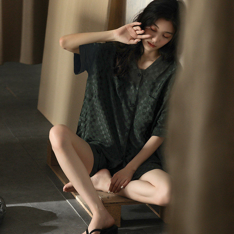 冰丝睡衣女夏季薄款短袖