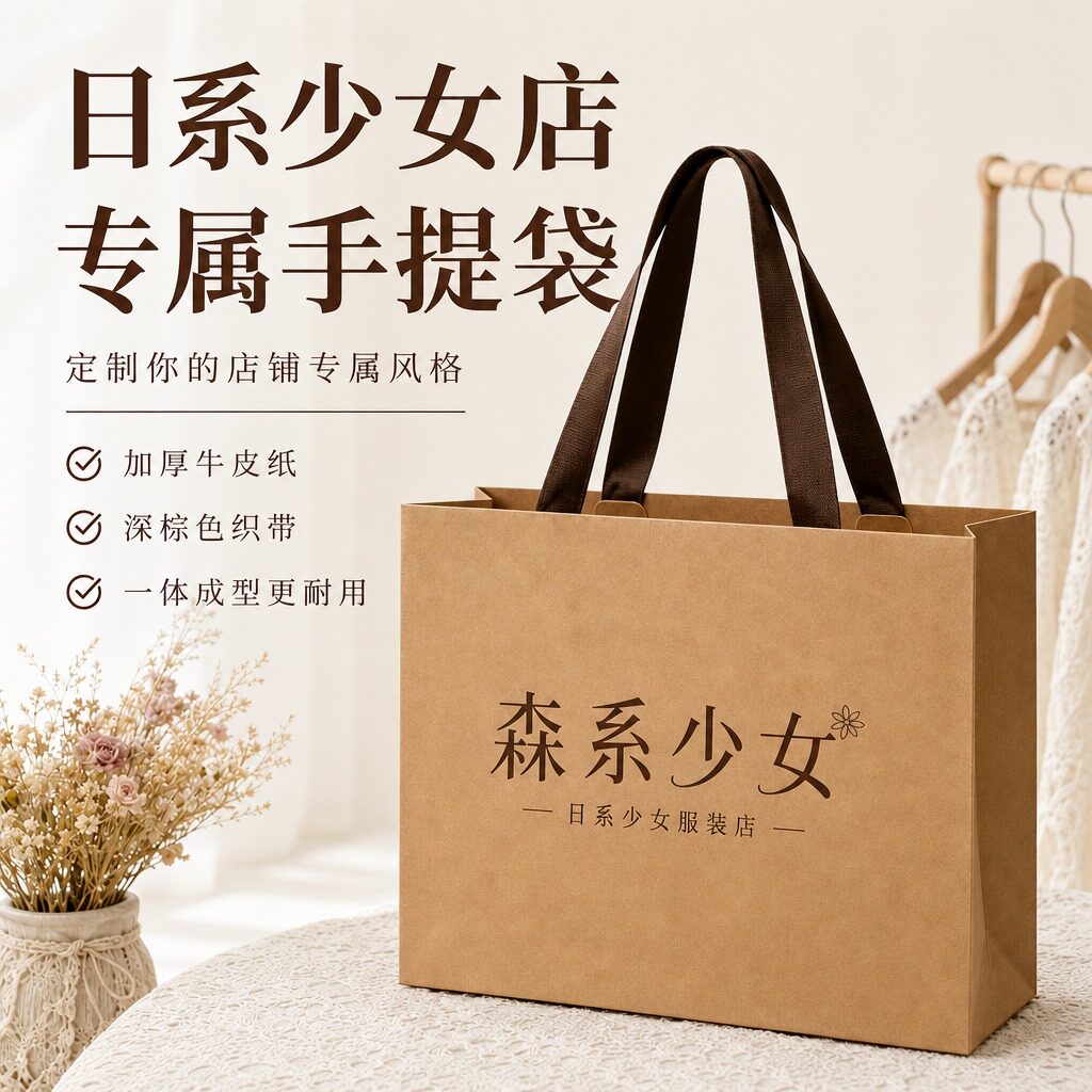 服装店手提袋日系棉麻女装文艺棉麻加厚包装袋品牌服饰礼袋Y490