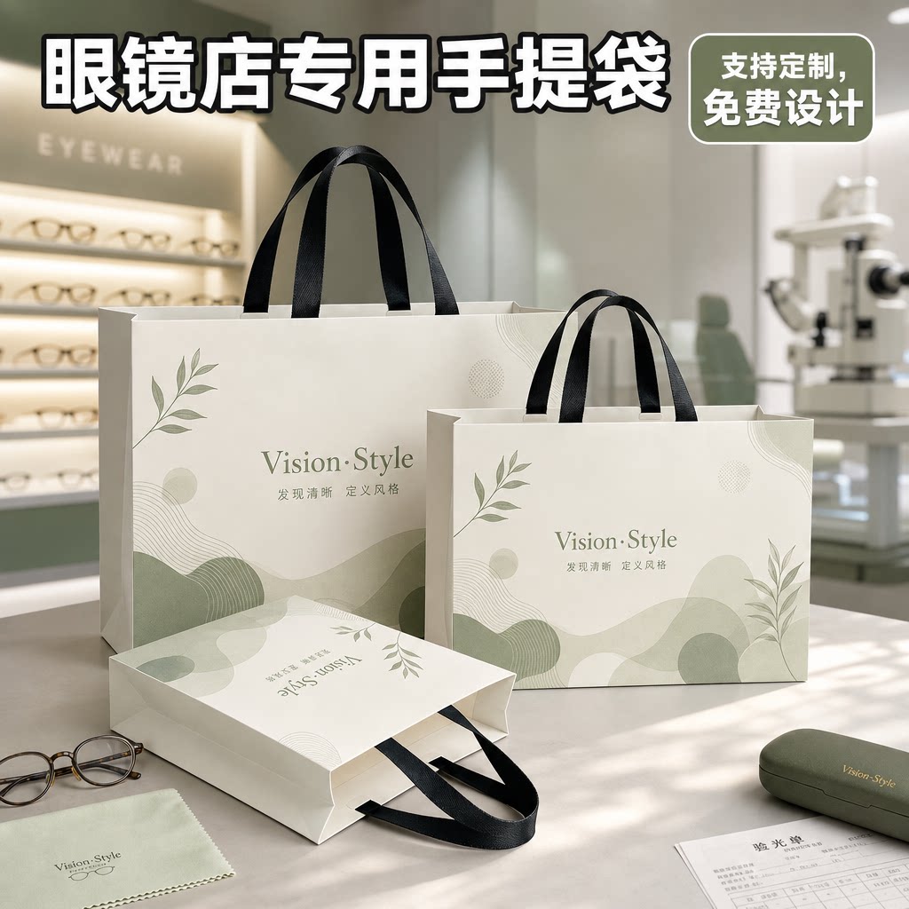 纸袋手提袋眼镜店清晰视界眼镜盒加厚硬挺礼盒袋购物袋定制Y570
