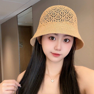 义乌市辉圣帽业有限公司夏季草编水桶帽子女士旅游防晒渔夫帽海边