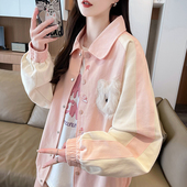 学院风甜美刺绣棒球服外套女2026春秋新款 宽松设计感百搭休闲夹克