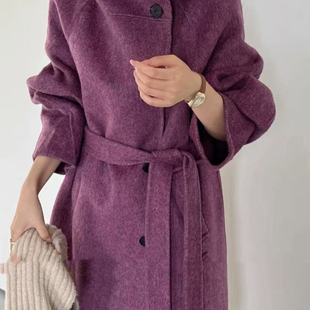善牌范宽松百搭大衣羊毛外套(配羊毛腰带)（含100羊毛）YS2-n451