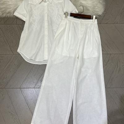 一善设计上新高端贴花绣潇洒帅气衬衫+休闲裤两件套套装Y20100