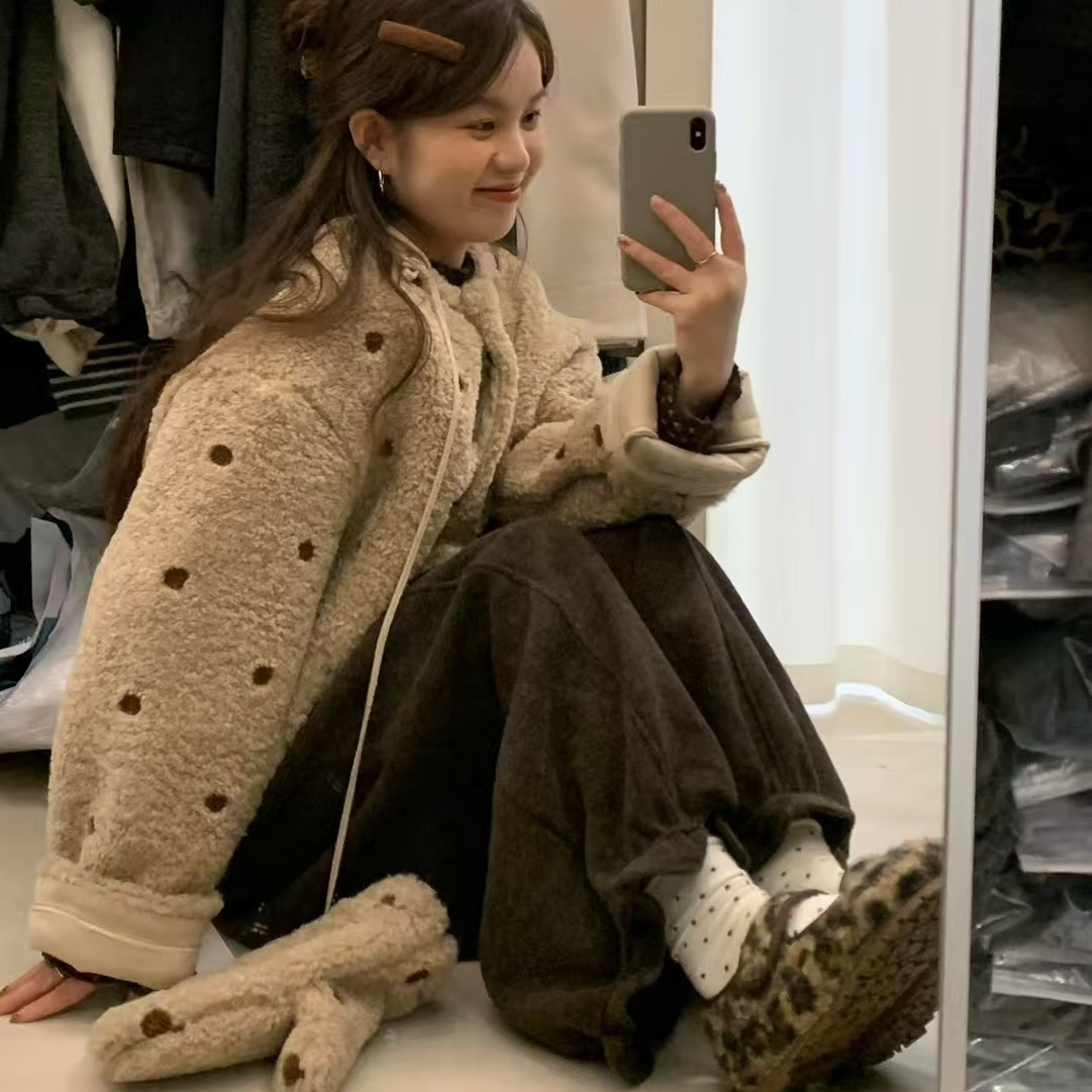 一善毛软糯保暖慵懒甜美俏皮(配手套）短外套(配手套)E9176