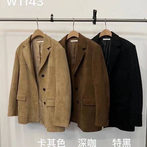秋上新复古麂皮绒西装款短外套YS2-W1143