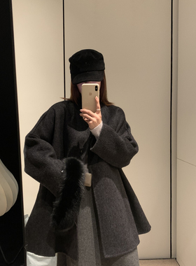 一善显瘦羊毛外套配毛领狐狸毛真毛可拆卸含68.2羊毛8100W6