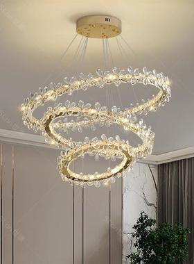 A Nordic light-luxury crystal chandelier with a light light