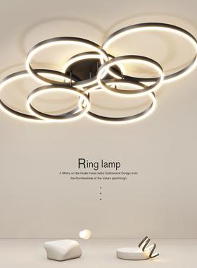 A round living room light in the luxurious main bedroom is a