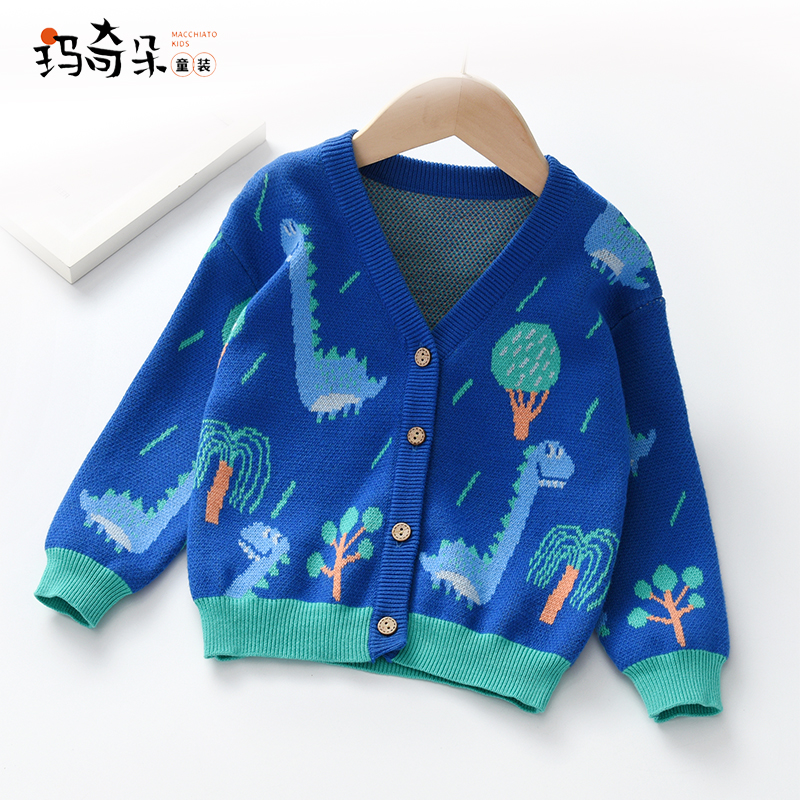 儿童纯棉针织开男童毛衣衫