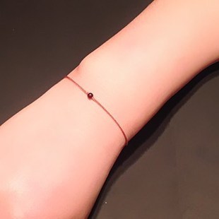 手编0.7mm小叶紫檀涨财运 四线编织红绳手链女脚链绳