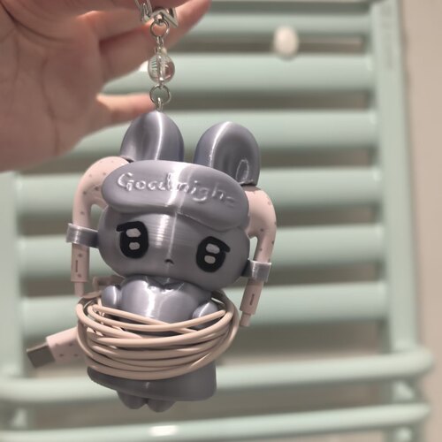 晴天兔3D打印有线耳机绕线器挂件