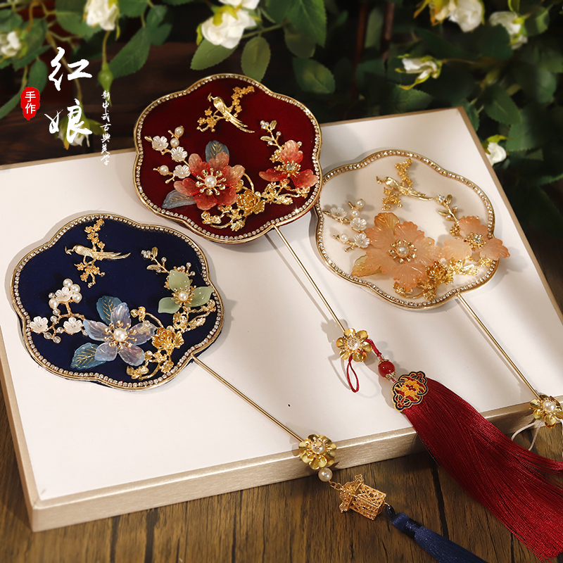 秀禾扇迷你小扇子巴掌扇晨袍拍摄拍照婚礼道具古风新娘团扇手捧花