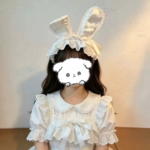 暖煦生活 兔耳朵发箍蕾丝白色doll娃娃洛丽塔女仆头饰发饰女生