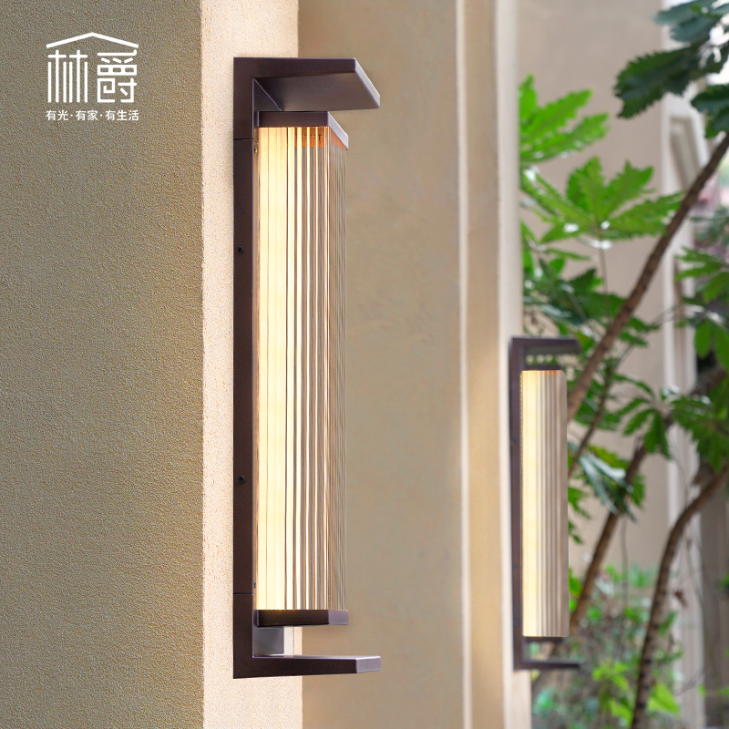 太阳能户外防水壁灯现代别墅庭院花园阳台大门口长条围墙灯接电款
