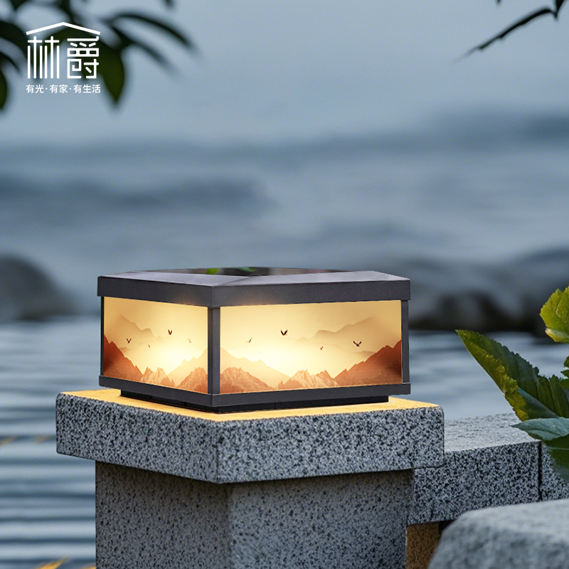 太阳能柱头灯户外庭院柱子灯别墅花园室外防水围墙围栏大门门柱灯