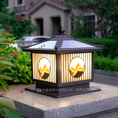 太阳能柱头灯户外防水门柱灯别墅庭院大门口柱子灯围墙灯接电款