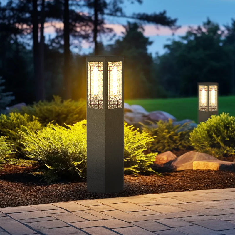 新中式窗花太阳能草坪灯别墅庭院花园公园户外防水地插接电草地灯