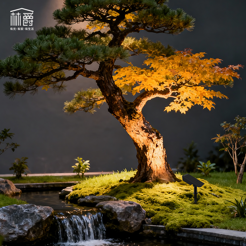 太阳能户外防水射树灯别墅庭院花园灯景区公园酒店可调射灯免布线