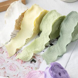 环创辅助材料褶皱丝带装 边框 饰荷叶鱼尾纱亚麻彩带缎袋手工包装