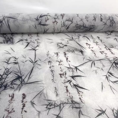 透光禅意新中式茶室隔断书法纱帘