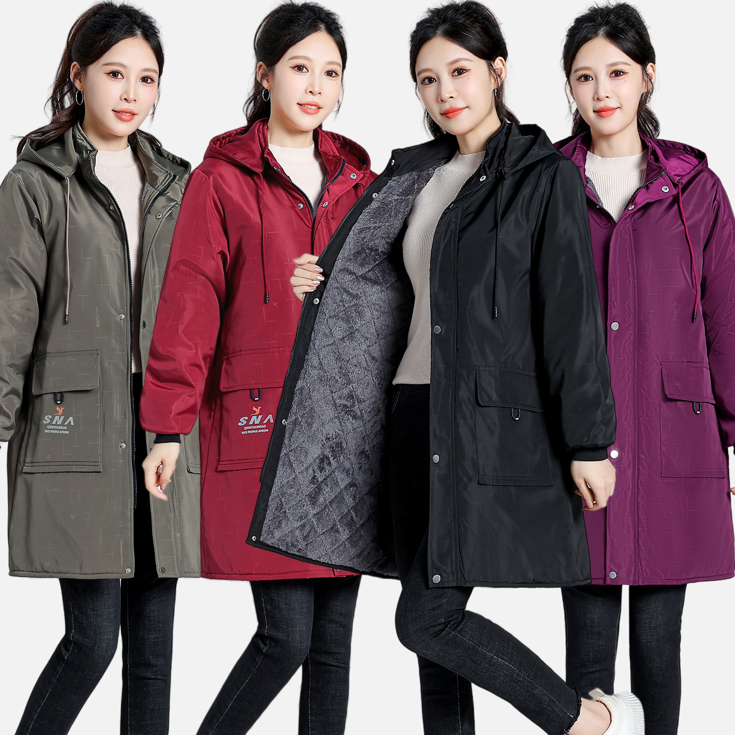 加绒加厚罩衣女士秋冬保暖时尚韩版防水男长袖外套大人工作服围裙