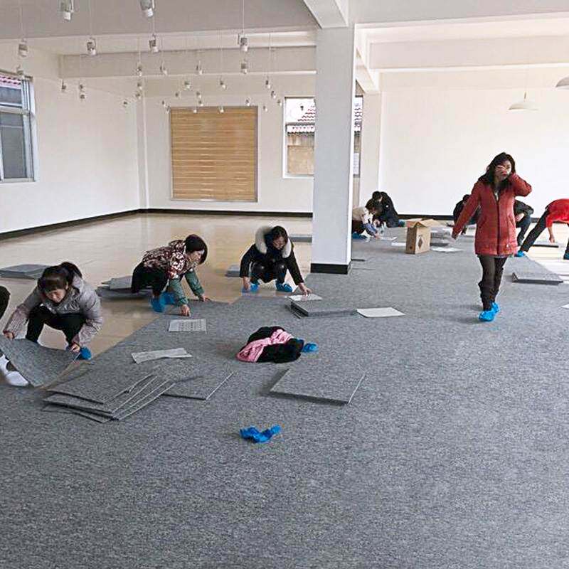 水泥地直接铺办公室地毯拼接方块满铺贴灰色块毯公司地垫商用工装