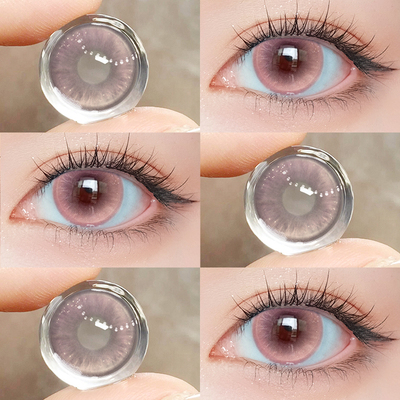 显色无锁边桃你喜欢美瞳半年抛大直径粉色纯欲微混血隐形眼镜女TN