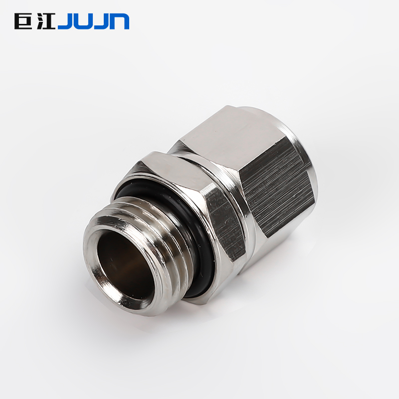 巨江气动全铜快拧PC直通G螺纹O型圈接头免生料PC4/6/8/10/12-02G