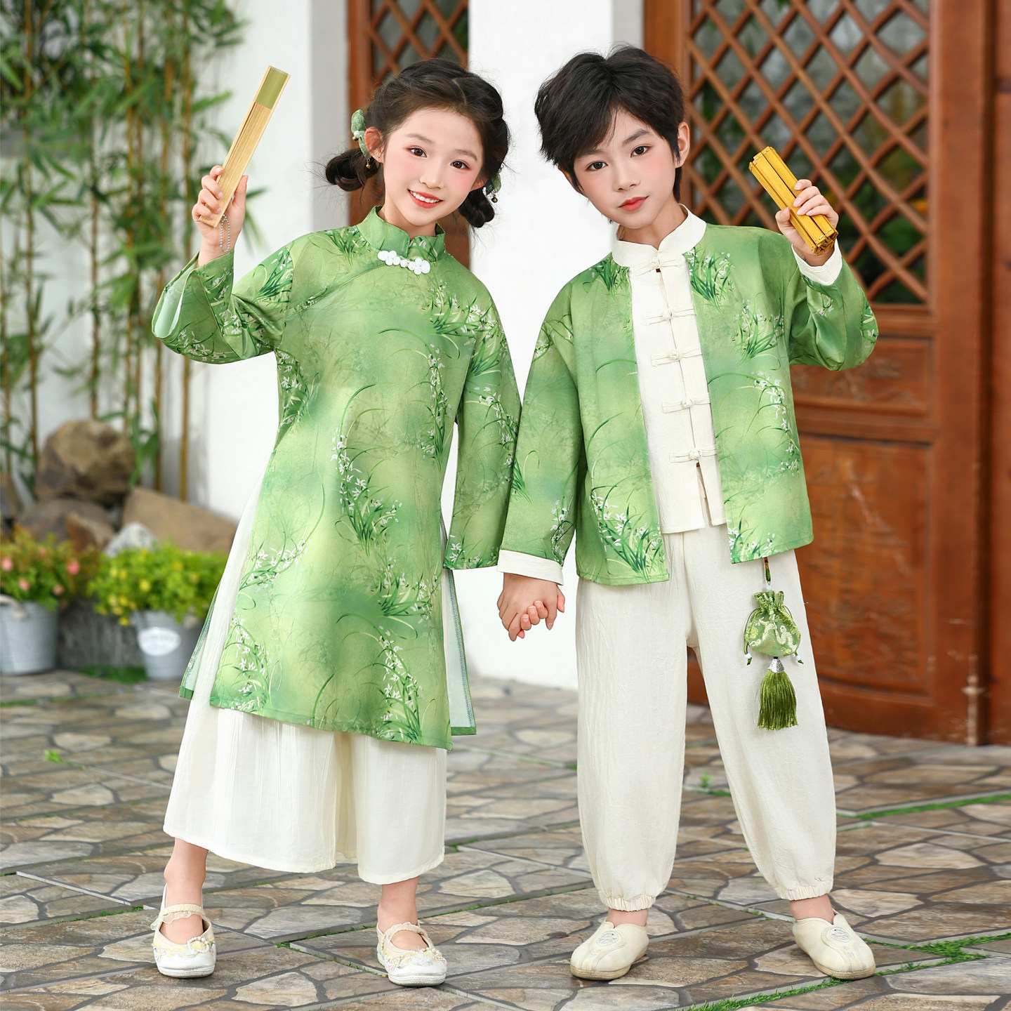 男童汉服古装女童诗词朗诵儿童古风唐装古筝幼儿园国风合唱演出服