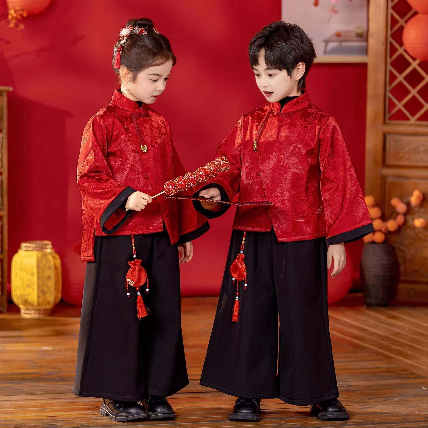 古诗朗诵服男女唐装舞台国学服汉服古典中国风小学生上春山演出服