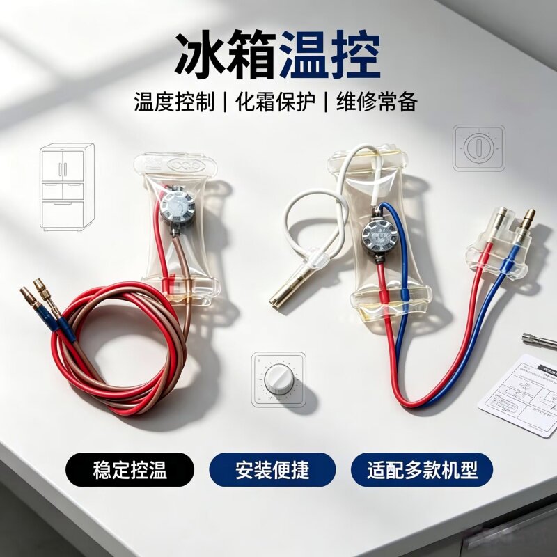 冰箱除霜化霜温控器配件-7°度2线三线温控器负7度双金属片传感器