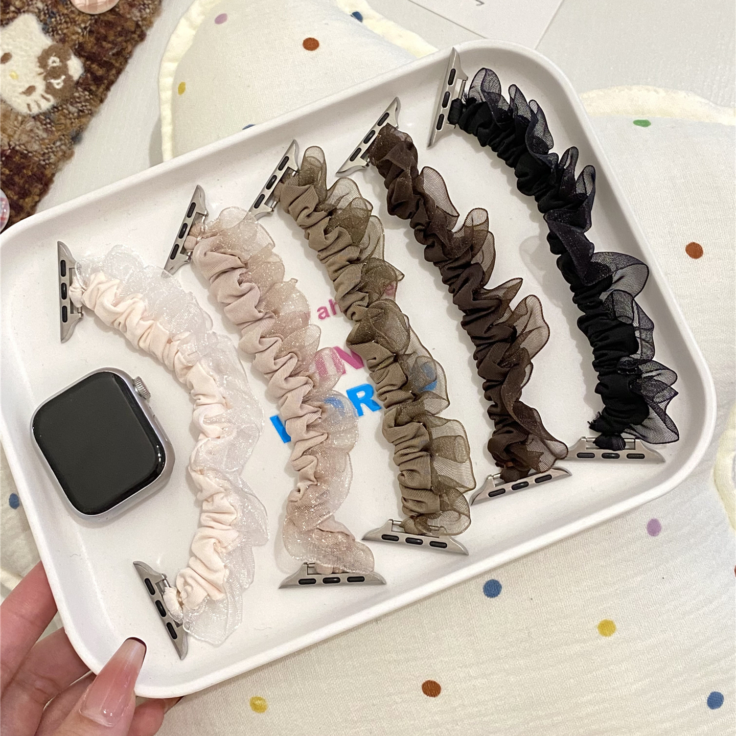 适用华为gt6表带手表gt4女款watchgt5手环10新款8女Fit4pro系列gt3智能watch4女士3高级gt2网纱9发圈41mm弹力