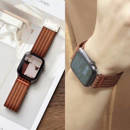 适用iwatch10表带S9苹果S10手表applewatch运动s11条纹s8编织尼龙弹力s7磁吸series高级感s6夏天ultra男女se