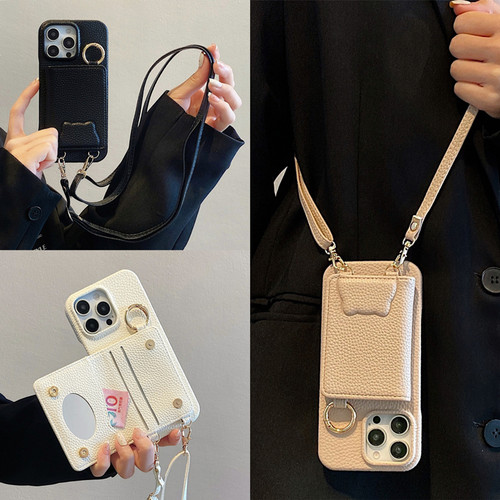 适用苹果17手机壳iPhone16斜挎15promax零钱卡包14pro荔枝皮纹12可爱小熊11可以背带挂绳13简约高级plus女款