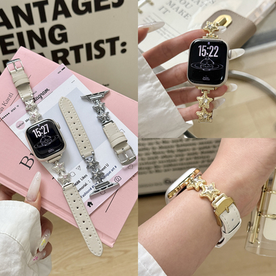 适用苹果手表iwatch10表带s9星星气球s10女款皮质applewatch8代series高级感SE针扣式41mm45创意Ultra新款6/7