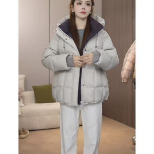 冬季新款羽绒服女中长款面包服减龄韩系连帽白鸭绒加厚保暖外套