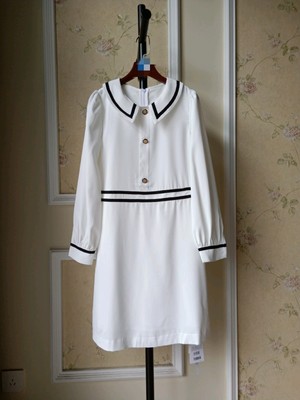 季候风专柜撤柜品牌折扣女装春季新款白色小香风娃娃领收腰连衣裙