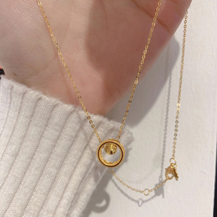 时来运转猫眼圆环项链18k金小金珠锁骨链周家轻奢小众网红新款女