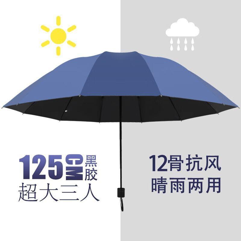 红馨十二骨超大号雨伞折叠男女商务三人睛雨两用加大三折太阳伞12