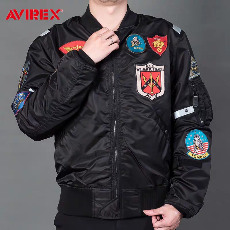 AVIREX黑王牌捍卫战士摩托机车四季防摔复古骑行服赛车飞行员夹克