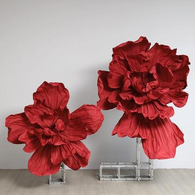 中式婚礼纸艺花手工褶皱美塑花大型婚庆背景巨型纸花定制橱窗装饰