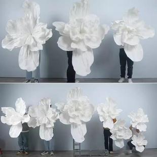 巨型纸艺花仿真纸艺花美塑花大型手工花婚礼纸花背景装饰褶皱花艺