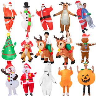 圣诞节充气演出服cos圣诞老人雪人麋鹿人偶服成人儿童骑行服装