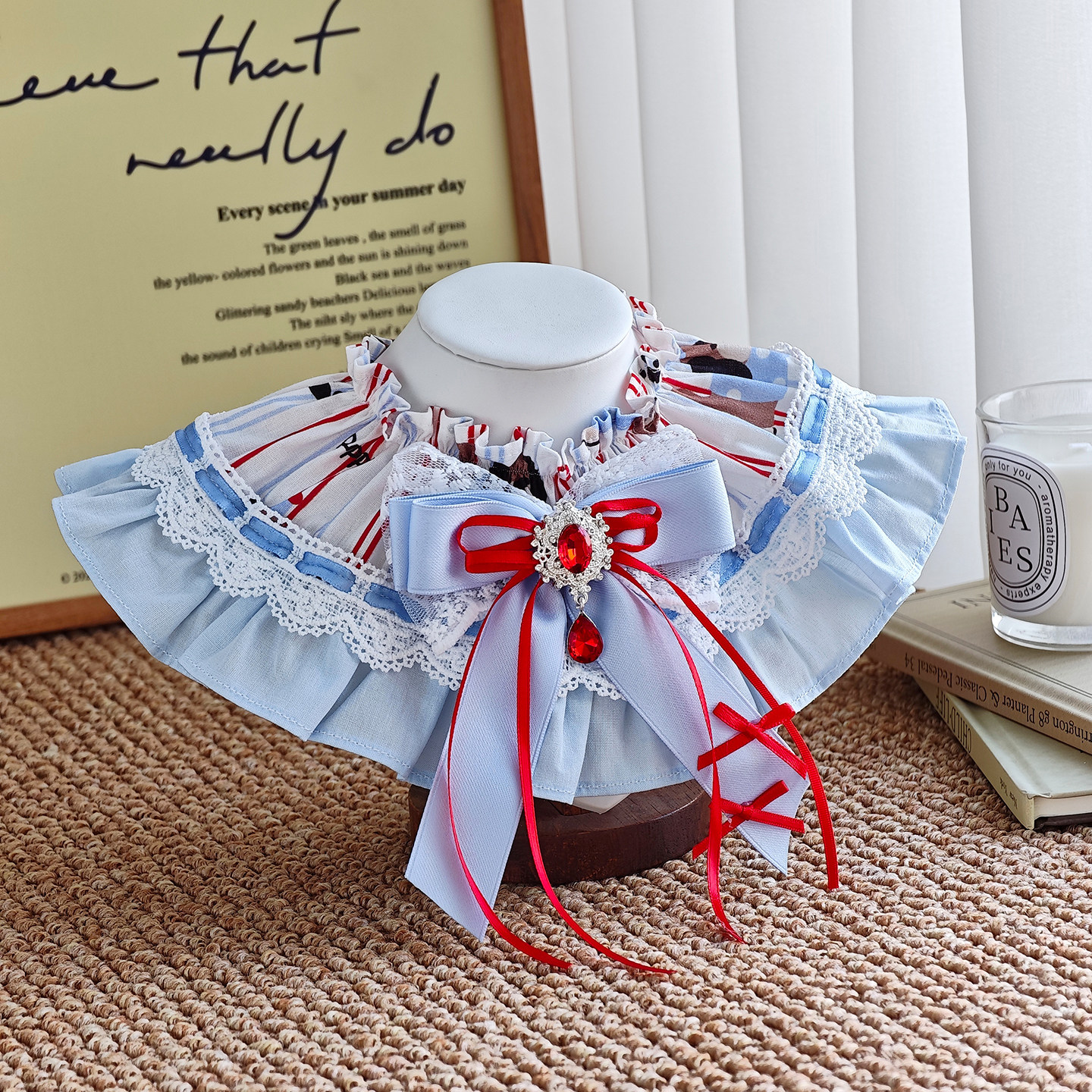 OUOU PET 高端宠物小猫狗生日礼服装扮口水巾围兜嘴饰女仆lolita