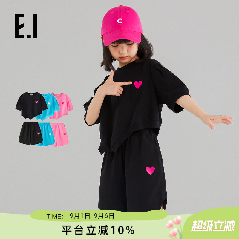 ei童装女童套装短袖T恤亲子装图片