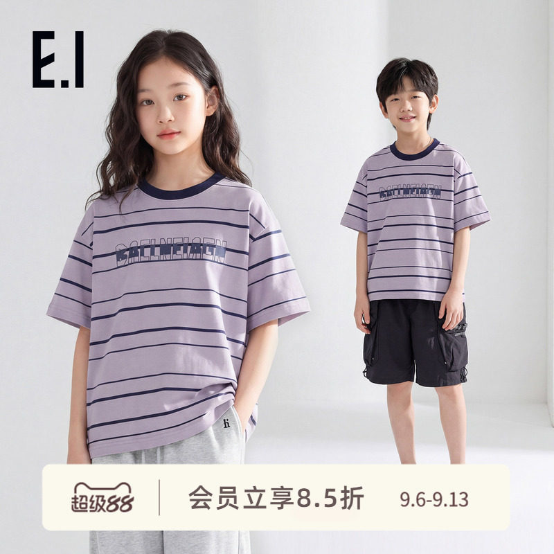 ei童装儿童条纹短袖T恤亲子装图片