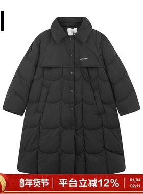 ei童装女童过膝长款羽绒服2025冬装新款韩版宽松休闲保暖外套