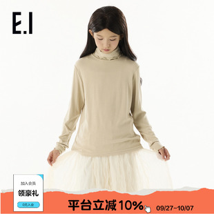 新款 ei童裝 女童中高領(lǐng)打底衫 2025秋裝 內(nèi)搭上衣 中大童保暖長(zhǎng)袖