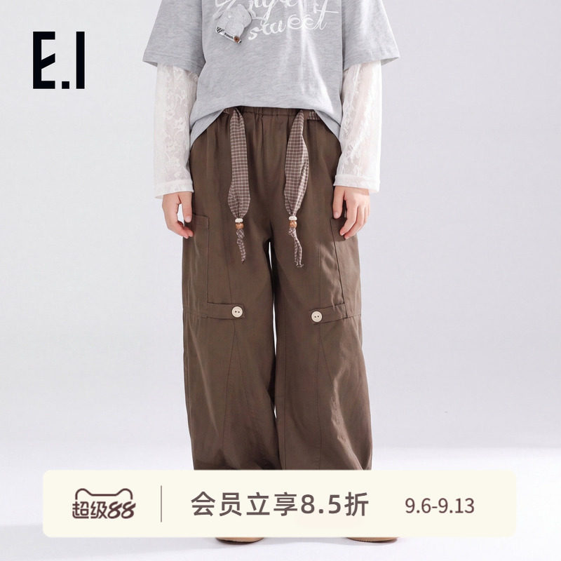 ei童装女童重磅工装直筒裤图片